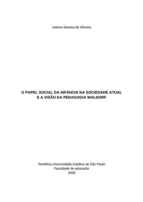 PDF O PAPEL SOCIAL DA INFÂNCIA NA SOCIEDADE ATUAL E A Saraiva de