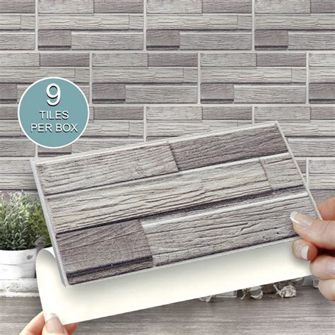 Self Adhesive Wall Tiles For Kitchens And Bathrooms GREY RIVEN 8 X