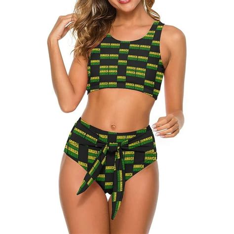 Taomei Bikini Jamaica Flag Bathing Suit Womens Swimwear Bikini