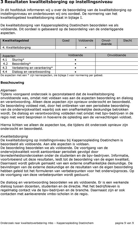 ONDERZOEK NAAR KWALITEITSVERBETERING MBO OP INSTELLINGS EN