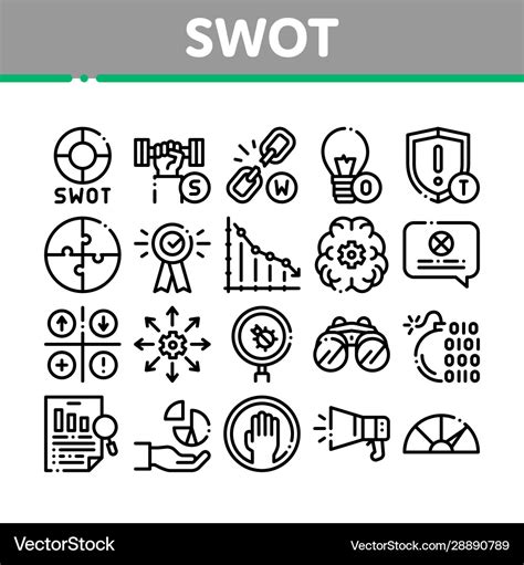 Swot analysis strategy collection icons set Vector Image