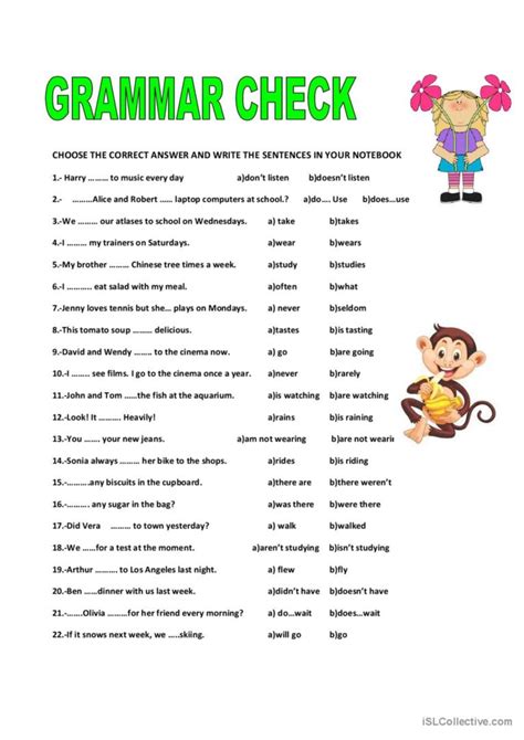 Grammar Check English Esl Worksheets Pdf Doc