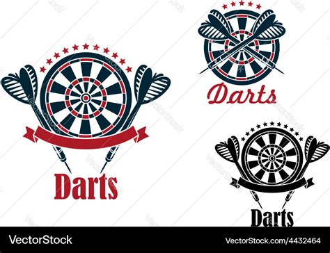 Darts Sport Game Emblems And Symbols Royalty Free Vector