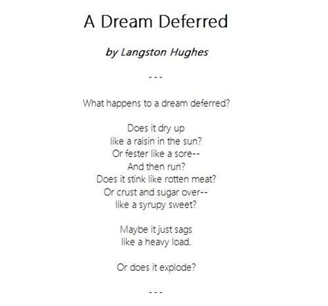 Langston Hughes A Dream Deferred Poem One Of My Favorites Langston