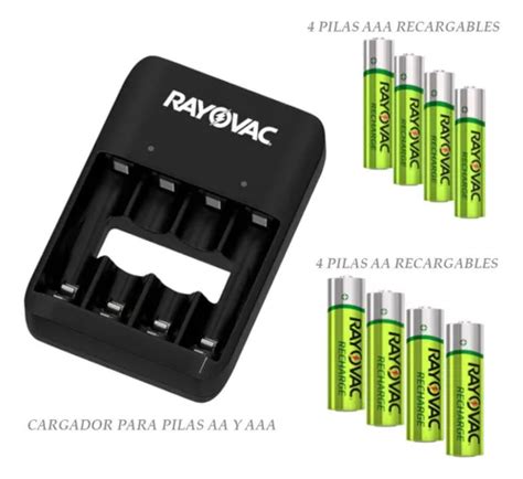 Cargador Pilas Rayovac Con Baterias Recargables 4 Aa 4 Aaa MercadoLibre