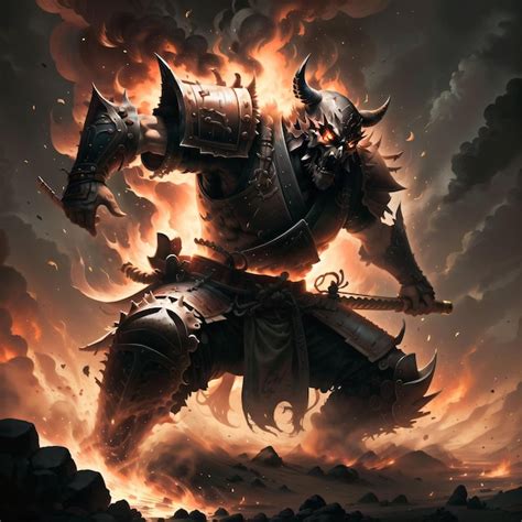 Premium Ai Image Demon Samurai Of Fire