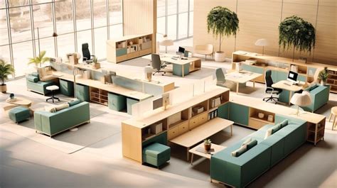 Premium AI Image | Sleek office furniture arranged in open space