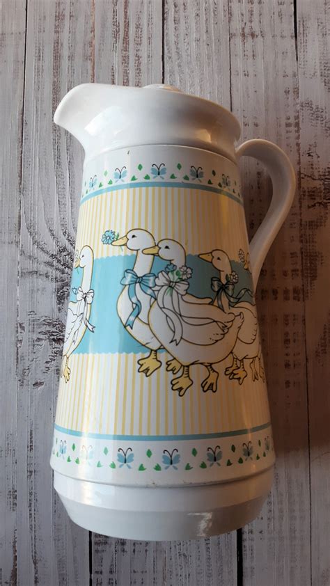 Vintage 1980s Blue Ribbon Goose Thermal Carafe Coffee Warmer Vintage