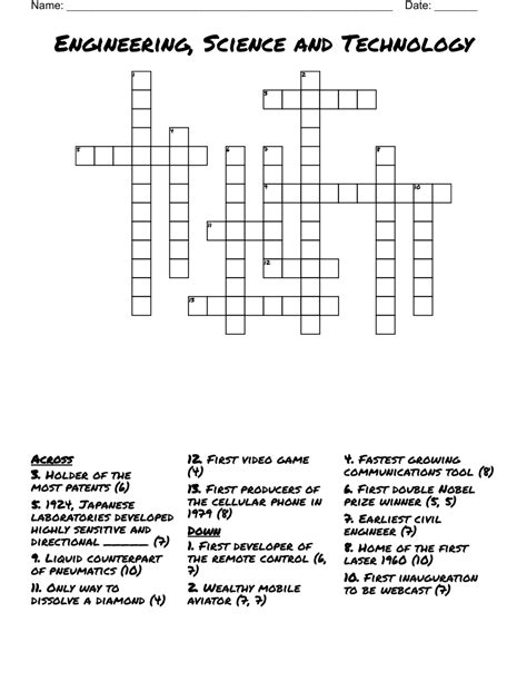 Engineering Technology Crosswords Word Searches Bingo Cards WordMint