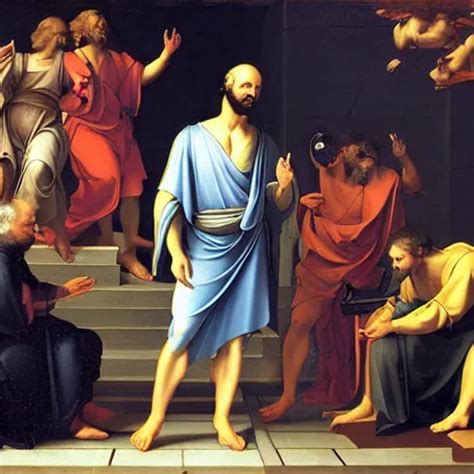 Socrates Wearing A Virtual Reality Headset Looking Up Stable