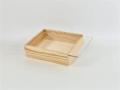 Caja De Madera Pino X X Cm C Tapa Metacrilato Ref Pf M