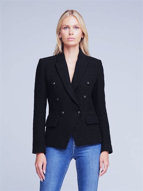 L Agence Kenzie Tweed Blazer In Black Black Tweed Blazer Blazer