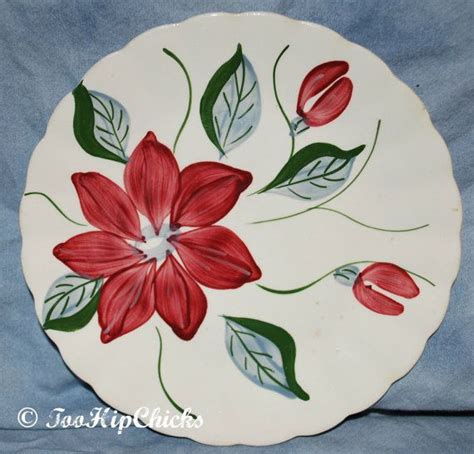 Vintage Blue Ridge Southern Potteries Poinsettia Salad Plates Etsy Blue Ridge Pottery Blue