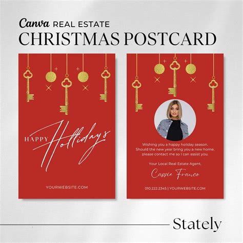 Real Estate Christmas Card Realtor Holiday Card Red Christmas Postcard