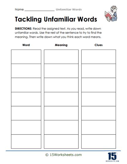 Unfamiliar Words Worksheets 15