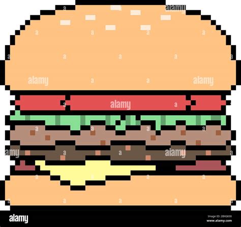 Vector Pixel Art Burger Isolated Stock Vector Image Art Alamy