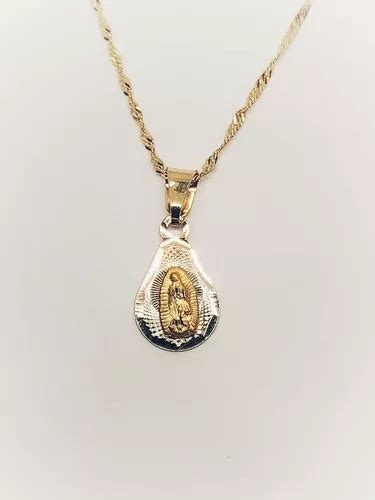 Cadena Y Medalla Virgen De Guadalupe Bautizo Oro Kilates En