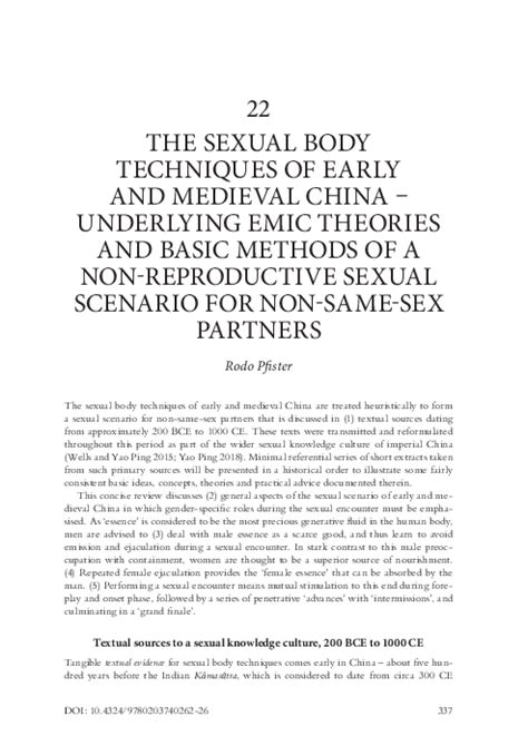 Pdf Chapter 22 The Sexual Body Techniques Of Early And Medieval