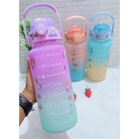 Jual Botol Minum Viral Kapasitas 2 Liter Gradiasi Free Stiker Shopee