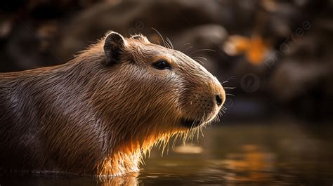 капибара лежит в воде капибара профиль Hd фотография фото глава фон