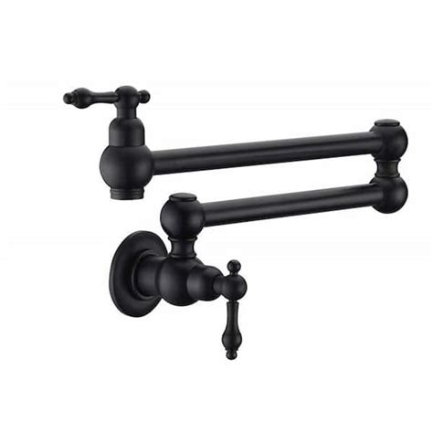 Wall Mount Kitchen Faucet Pot Filler Faucet Double Handle In Matte Black J C001b The Home Depot