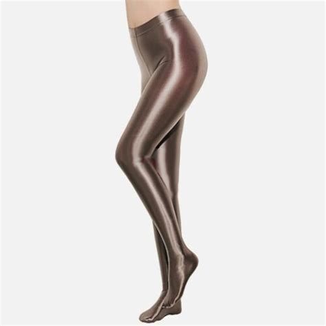 Men Women Satin Glossy Pantyhose Oil Shiny Sheer Stockings Nylons Tights Sissy Lingerie Hosiery