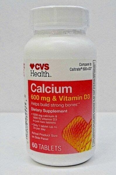 Calcium 600 Mg And Vitamin D3 Cvs 60 Tablets For Sale Online Ebay