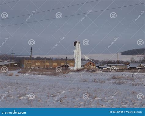 Water tower in the winter stock photo. Image of landscape - 83447944