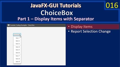 ChoiceBox Part 1 Display Items With Separator JavaFx GUI Tutorial