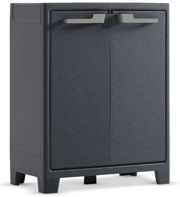 Keter Moby Low Indoor Garage Utility Multi Purpose Cabinet Graphite