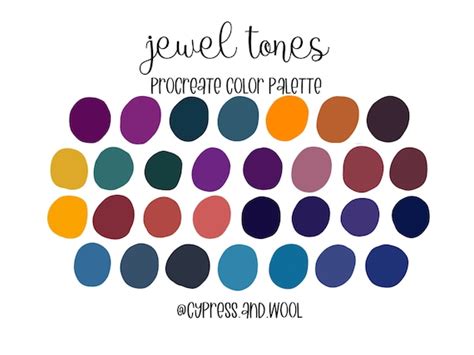 Jewel Tones Procreate Color Palette Color Swatches Ipad Etsy