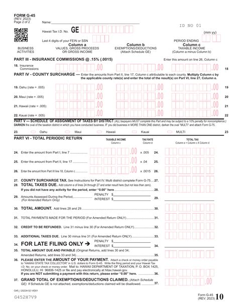 Form G 45 Download Printable Pdf Or Fill Online General Excise Use Tax Return Hawaii