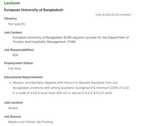 European University of Bangladesh EUB Job Circular 2022 – eub.edu.bd ...