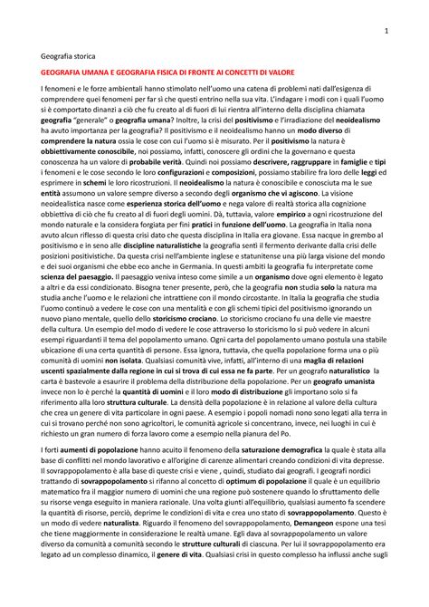 Geografia Storica Riassunti Dispense Prof Spagnoli Geografia