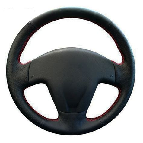 Car Steering Wheel Cover Diy Hand Stitched Black Artificial Leather For