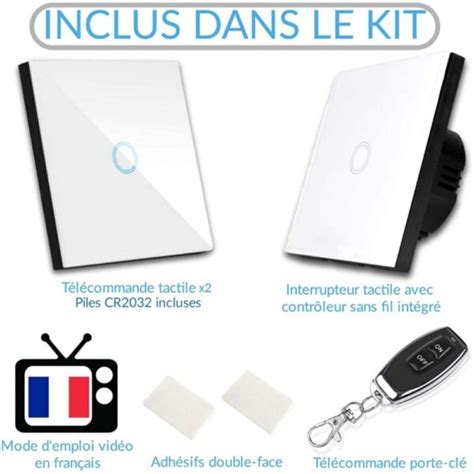 Kit Interrupteur Tactile Sans Fil Et Sans Neutre Elegance Trio Fast