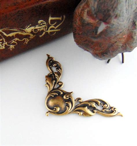 Antique Brass 2 Pieces Scroll Corners Stamping Jewelry Etsy