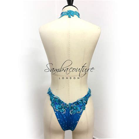 Samba Couture Turquoise Blue AB Crystal Bikini WBFF Competition Posing Suit SambaCouture