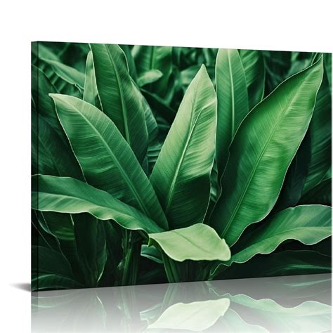 Onetech Tropical Plant Green Leaf Wall Art Boho Botanical Palm Picture