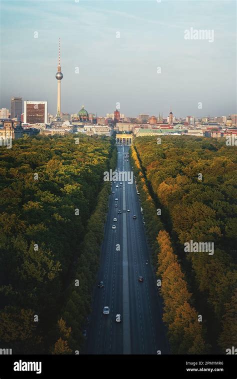 Aerial View Of Berlin Skyline With Tiergarten Park And Bundesstrasse 2