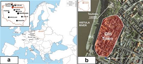 a Location of Grudziądz and other towns mentioned in the study ...