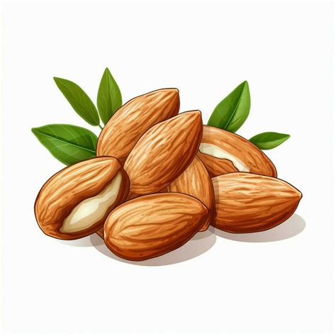 Almonds D Vector Illustration Cartoon In White Background