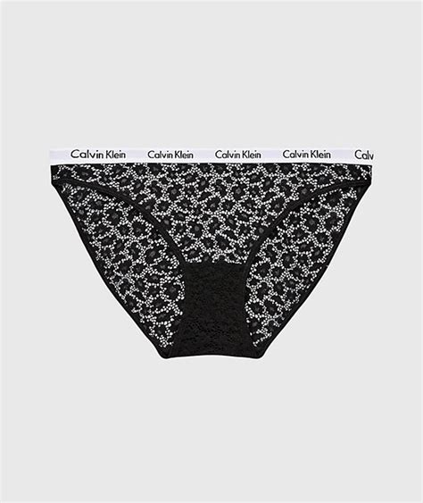 Calvin Klein Slip Carousel Lace Bikini Brief In Pizzo Floreale Nero Donna