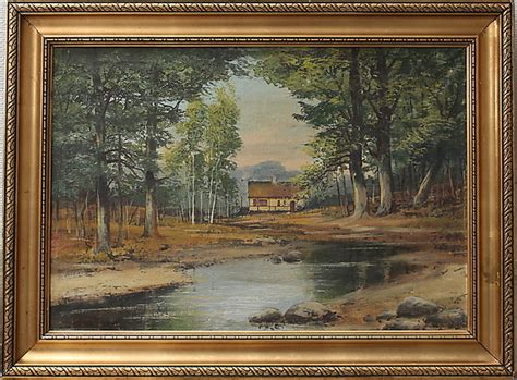 Oidentifierad Konstn R Landscape With Houses Oil On Canvas Signed