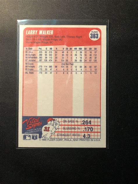 Fleer Larry Walker Rc Montreal Expos Rookieerror