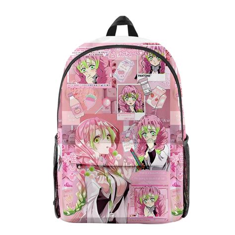 Demon Slayer Kanroji Mitsuri Merch Oxford Cloth Shoulder Backpack Multi Zipper Pack Girls