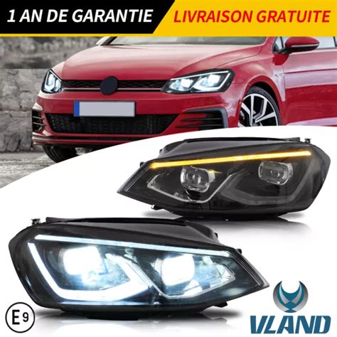 VLAND 2X FULL LED Double Poutre Phares Pour Volkswagen VW Golf 7 MK 7