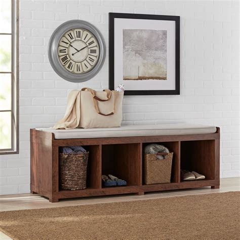 Better Homes And Gardens 4 Cube Organizer Storage Bench Mahogany