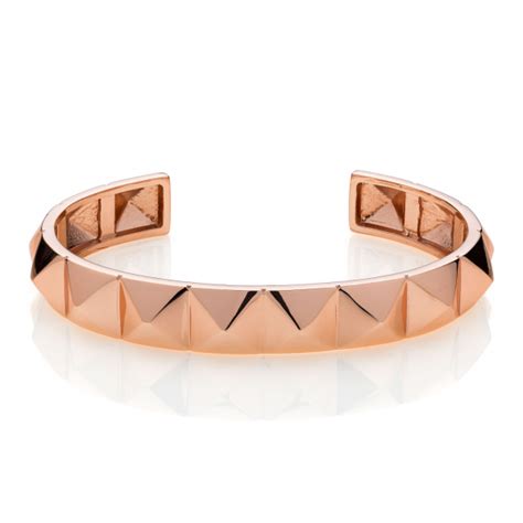 Bracciale Rigido In Bronzo Dorato Rosa Piramidi Unoaerre Gioielli