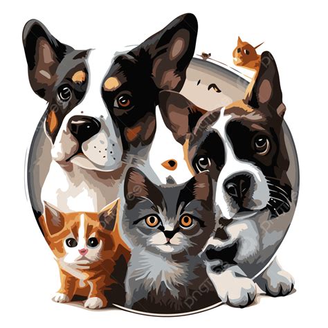 Cachorro E Gatos Vetor Png Adesivo Clipart Quatro Animais De